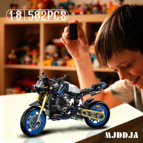 Vista 4 de MJDDJA Juego de construcción de motocicleta 1:8 para adultos, bloques de construcción para adultos, juguete coleccionable para niños de 14, 15 y 16