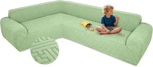 Vista 30 de Fundas para sofá seccional en forma de L de 1 pieza, fundas de esquina elásticas para sofá, funda de sofá antideslizante, lavable, fundas de sofá