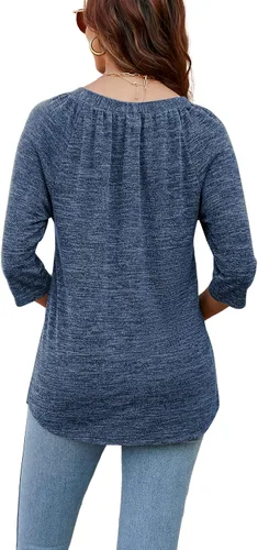 Vista 5 de Blusa casual de manga 34 para mujer, ajuste holgado, para usar con leggings