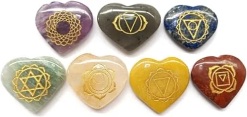 Vista 8 de Jet 7 Chakra Reiki Set Grabado Redondo para Curar Chakra Equilibrio Meditación, Vibraciones Positivas