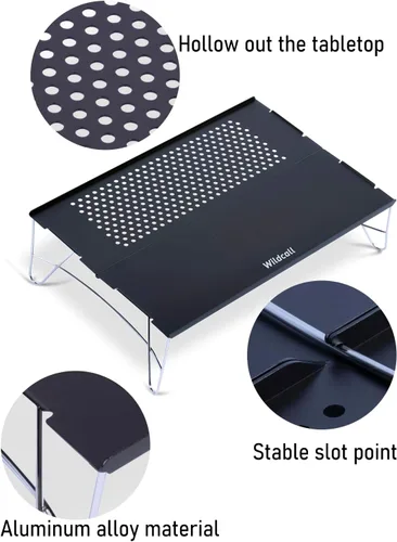 Vista 5 de WildCall - Mesa de excursión ultraligera, mini mesa plegable para acampar Con bolsa de transporte, mesa de aluminio portátil compacta