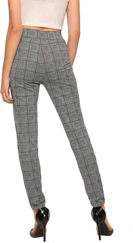 Vista 2 de SweatyRocks - Leggings de estilo informal para mujer, pantalones de trabajo elásticos de cintura alta