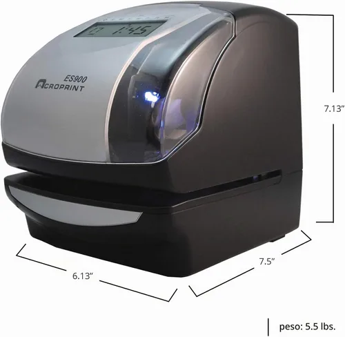 Vista 3 de Acroprint Registrador electrónico de nómina ES900/sello de tiempo/máquina de numeración