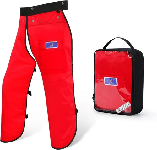 Vista 11 de Chaps para motosierra con cinturón ajustable y bolsillo, equipo de protección forestal