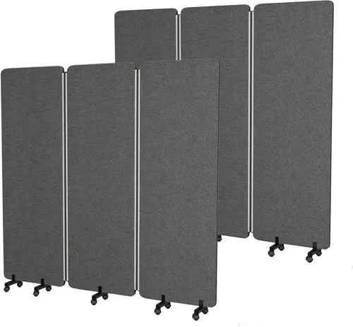 Vista 12 de Divisor de ambientes insonorizado, panel de privacidad con ruedas, divisor de pared de 4 paneles (marco de aluminio) para división de habitaciones