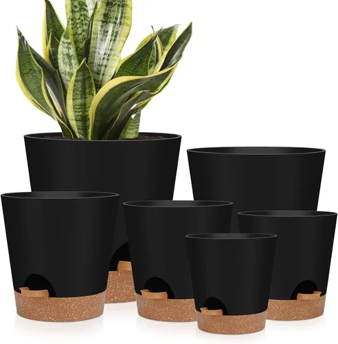Vista 13 de YNNICO 7 piezas Macetas con Orificios de Drenaje y Platillos, Maceteros de Interior, Juego de 7 (7.5, 7, 6.5, 6, 5.5, 4.5, 3.5 Pulgadas), Blanco