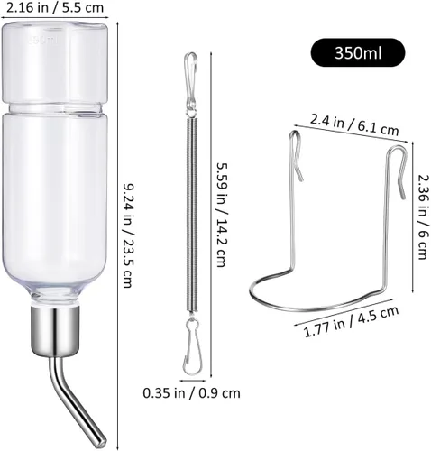 Vista 4 de Angoily Botella de agua colgante de 2.75 onzas, dispensador automático de agua para mascotas para animales pequeños, conejo, gato, pájaro
