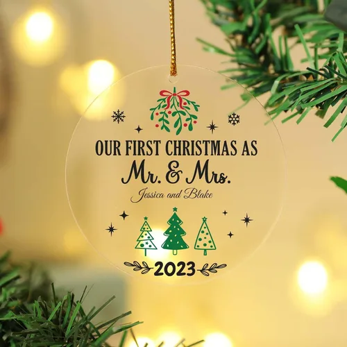 Vista 21 de Adornos de Navidad personalizados, adorno de matrimonio para la primera Navidad 2024, adorno de foto personalizado para mamá, adorno de primera