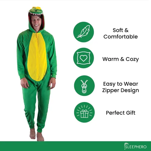 Vista 6 de SLEEPHERO - Pijama de Navidad para hombre, diseño de una sola pieza (estilo mameluco)
