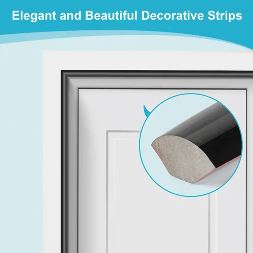 Vista 5 de Moldura flexible de un cuarto de redondeo autoadhesivo, ribete impermeable de 16.5 pies para bordes de pared y techo, armarios y encimeras (negro)