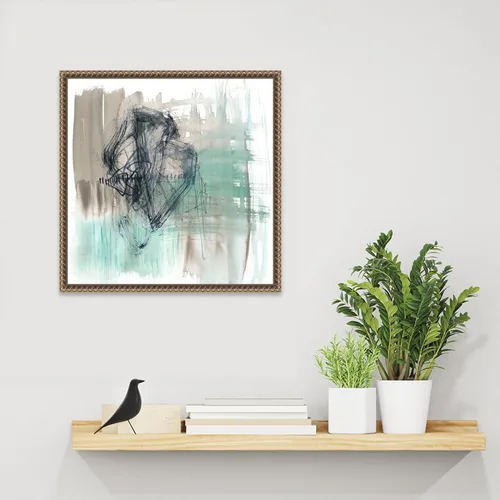 Vista 6 de Amanti Art Framed Canvas Wall Art 16x16 Scribble Scrabble II by Jennifer Goldberger, Framed Wall Art Canvas, Abstract Artwork, Traditional Decor