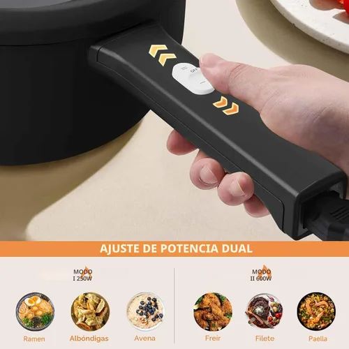 Vista 4 de Dezin Olla caliente eléctrica de 2L y cocina rápida de fideos de 1.6L