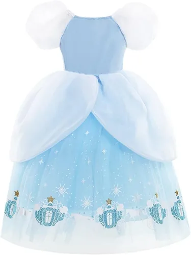 Vista 3 de Vestido de Cenicienta para niñas, disfraz de princesa para Halloween, cosplay, cumpleaños, concurso, Navidad, fiesta de noche