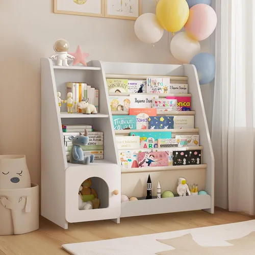 Vista 13 de Estantería para niños FKWin, organizador de almacenamiento de juguetes para niños, estante de almacenamiento para bebés, estanterías de madera