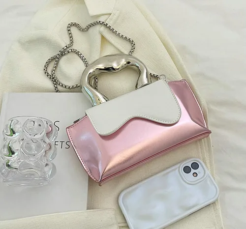 Vista 5 de Bolso pequeño de color plateado, bolsos cruzados, bolsos de noche Y2K, bolso de mano para mujer, bolsos de hombro, bolsa de mano para mujer 2023