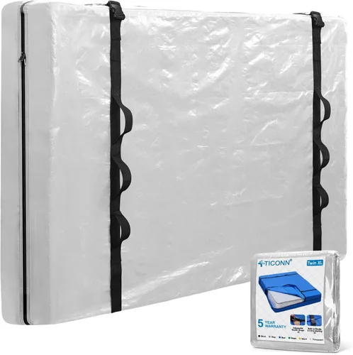 Vista 27 de TICONN Bolsas para colchón para mudanza, bolsa de almacenamiento de servicio pesado para colchón Full XL con asa perimetral y hebillas ajustables