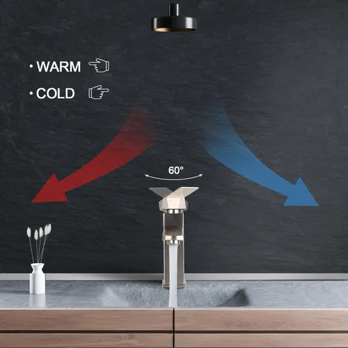 Vista 5 de SkyGenius Grifo de baño de una sola manija, níquel cepillado, grifo de fregadero de 1 agujero, fácil instalación, mejora la decoración del baño