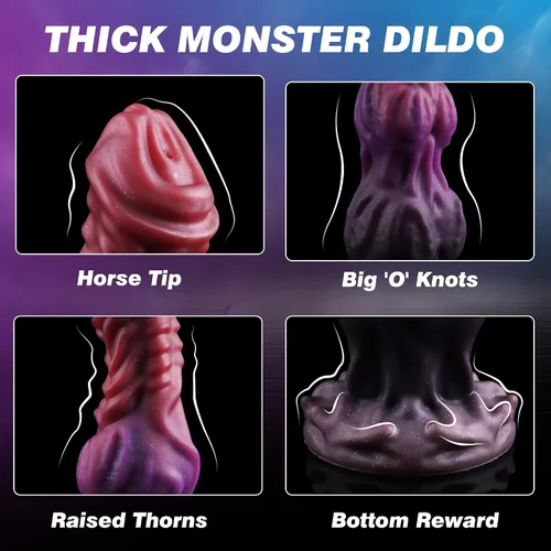 Vista 5 de Consolador alienígena monstruo animal – Consolador de nudo de fantasía de 7.87" con fuerte ventosa, consoladores gruesos compatibles con arnés