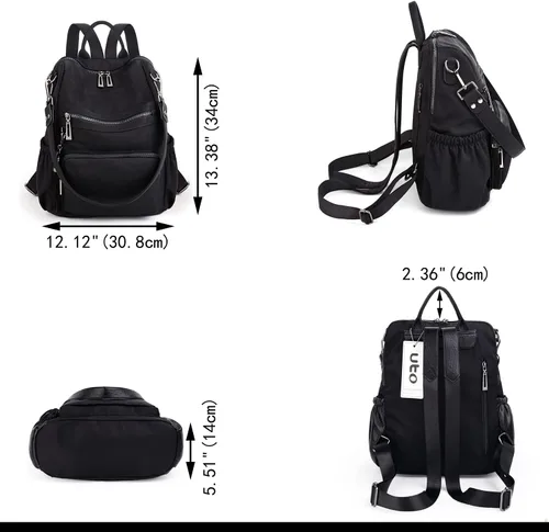 Vista 8 de UTO Mochila de cuero vegano para mujer, diseño de moda, convertible con borla, para viajes, con borla