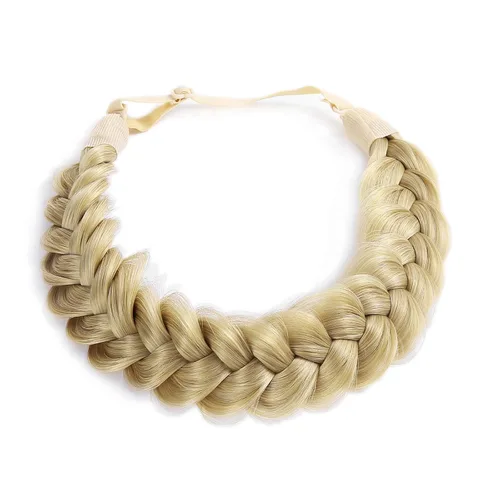 Vista 5 de Diadema trenzada, 2 combinaciones de 3 hebras, desordenada, ancha, esponjosa, elástica, diadema trenzada, accesorio de belleza para mujeres y niñas