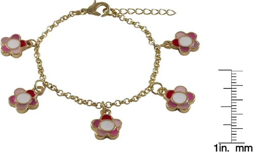 Vista 2 de Ivy and Max Pulsera con dije de flor esmaltada multicolor con acabado dorado