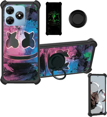 Vista 70 de Aroepurt Funda compatible con Nothing Phone 2a Phone Case Cover [PC duro + silicona suave] [soporte de anillo] [efecto luminoso] YGH-BQ