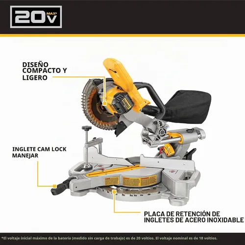 Vista 2 de DEWALT - Sierra ingleteadora de 20 V máx, 7-1/4 pulgadas, solo herramienta, inalámbrica (DCS361B)