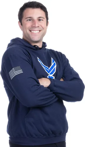 Vista 3 de Ann Arbor T-shirt Co. Sudadera con capucha para el ejército de los Estados Unidos, First Responder de la Fuerza Aérea del Ejército