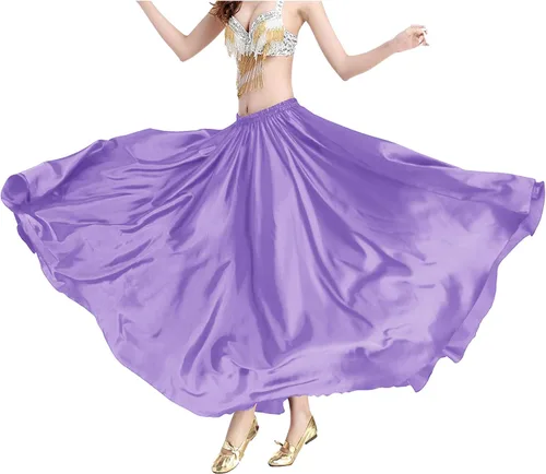 Vista 2 de Indian Trendy Falda tribal de satén para mujer con vuelo de círculo completo para Halloween