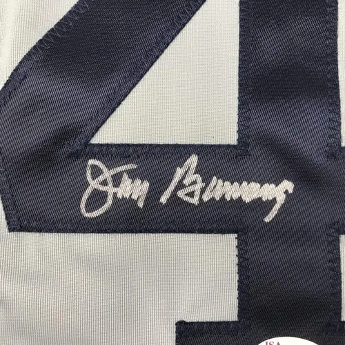 Vista 3 de Camiseta de béisbol gris Jim Bunning Detroit con Autógrafo y Firmado JSA COA