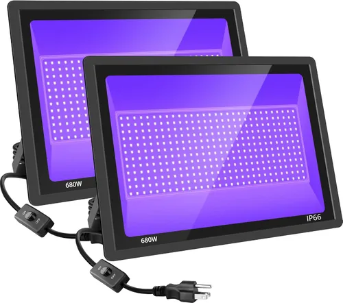 Vista 9 de Paquete de 4 luces LED negras de 100 W, luz de inundación UV