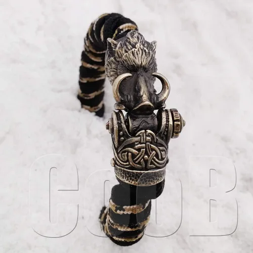 Vista 6 de EDC Paracord Bracelet Buckle Shackle Clasp Lock Bead Wild Boar Hunting - Unique Fully Hand-Casted Solid Bronze Buckles Locks Shackles for Paracord