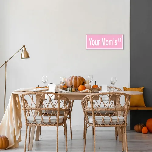Vista 8 de Decoración de habitación preppy, letrero de texto en inglés "Your Mom's St Sign" - Decoración de habitación para niñas adolescentes, 6 x 15 pulgadas