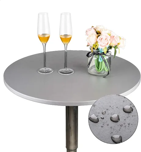 Vista 14 de JISEN Mantel elástico ajustable redondo de licra para cóctel con brillo metálico, cubierta de mesa con tapa de 61 cm, color dorado