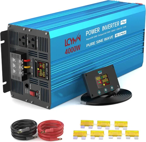 Vista 18 de Inversor de potencia de onda sinusoidal pura de 1000 vatios 12 V CC a 110 V 120 V CA convertidor para hogar, caravana, camión fuera de la red Rojo
