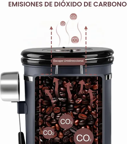 Vista 5 de Recipiente de café hermético de 50.7 fl oz con rastreador de fecha y ventana transparente, almacenamiento de granos de café de 18 onzas fluidas