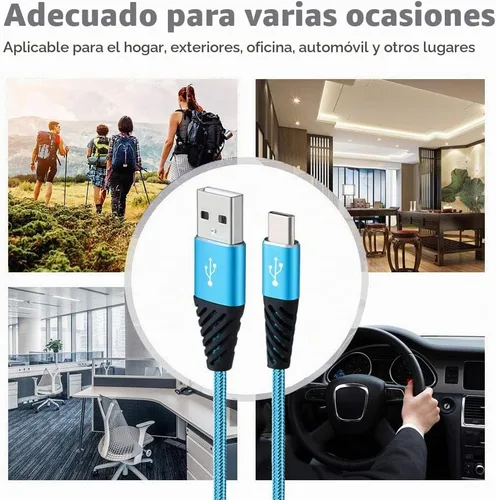 Vista 6 de Bynccea Cable de carga tipo C de 10 pies, paquete de 4 cables de carga rápida USB A a USB C, cargador de teléfono celular, nailon trenzado