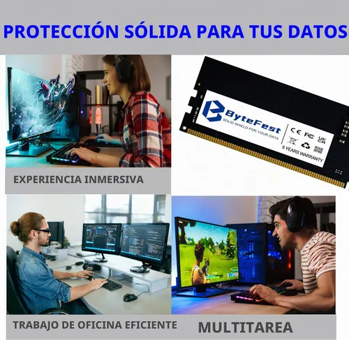 Vista 4 de DDR5 RAM 16GB 5600MHz PC5-44800 CL46 UDIMM 1.1V 288 Pin Compatible Computadora de escritorio Módulo de memoria RAM