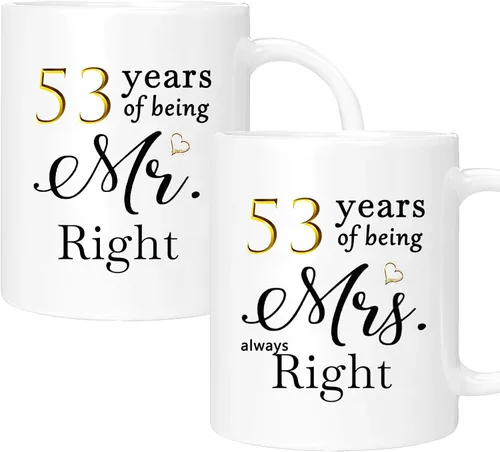 Vista 37 de Juego de 2 tazas de café para el 10º aniversario, regalos de boda para parejas, padres, hombres, mujeres, marido, esposa, él, ella, caja de regalo