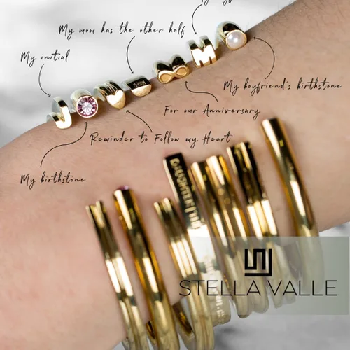 Vista 4 de Stella Valle Sister Bracelets Rhodium Plated Cuff Bracelet for Women with Mantra Matching Bracelets for Sisters Birthday Holiday Present for Her