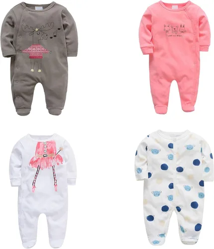 Vista 2 de iQKA Newborn Infant Baby Boys Girls Neutral Bodysuit Button Closure Long Sleeves Lanyard Fashion Autumn Winter