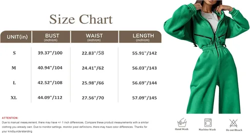 Vista 5 de COZYPOIN Conjunto de sudadera con capucha para mujer, de forro polar, de una pieza, de cintura alta, para mujer