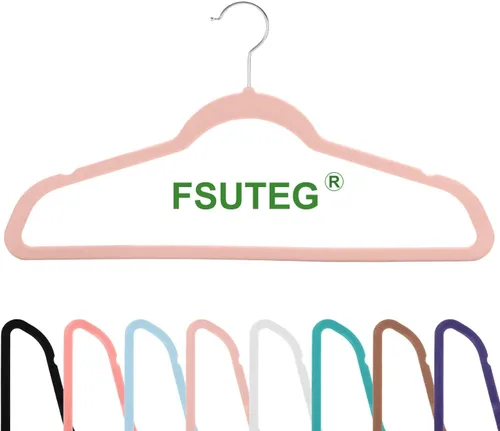 Vista 5 de [Usado] Perchas de Terciopelo para Ropa (Paquete de 50) Perchas para Trajes Resistentes y Duraderas Perchas de Colores Vibrantes Ligeras que Ahorran