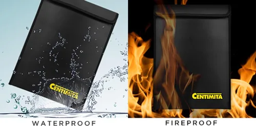 Vista 6 de Bolsa de documentos ignífuga impermeable – Bolsa de dinero de 2000 ℉ con cremallera y 3 protectores de documentos, 15 x 11 pulgadas, a prueba