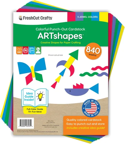 Vista 10 de ARTshapes - Paquete de 840 formas de papel creativas con guía de más de 70 ideas, cartulina hecha en Estados Unidos, suministros de manualidades DIY