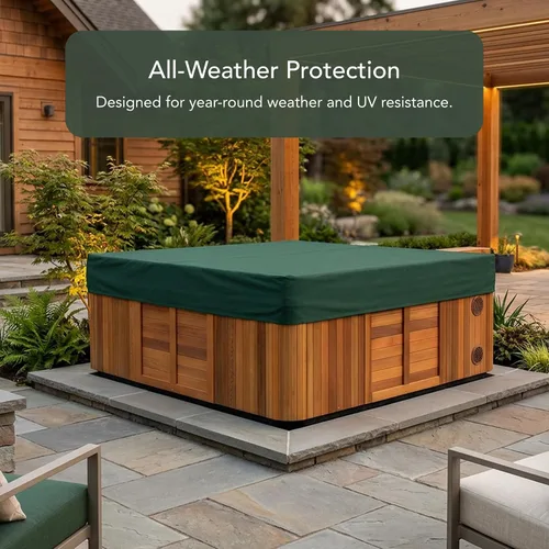 Vista 4 de Covermates Funda cuadrada clásica para bañera de hidromasaje, protector de spa resistente al agua para todo tipo de clima, protector de vinilo