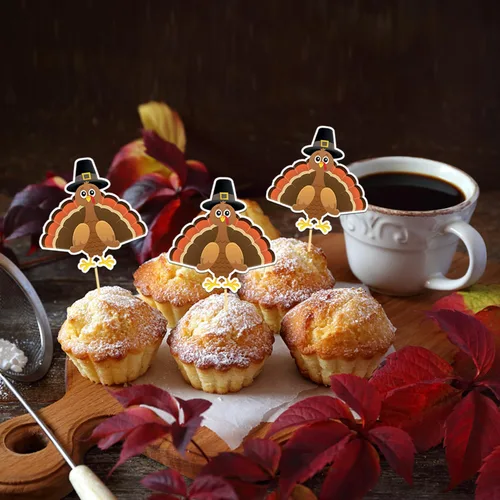 Vista 21 de 24 adornos de otoño para cupcakes para decoración del día de Acción de Gracias, lazo con purpurina para pasteles Thankful Blessed Grateful para Bow-a