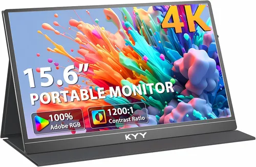 Vista 10 de KYY Monitor portátil para laptop, monitor de viaje FHD 1080P de 14 pulgadas, pantalla de juegos USB-C y HDMI con soporte VESA y cubierta