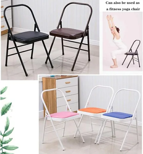 Vista 6 de Folding Chairs Muebles plegable respaldo silla cómodo simple acolchado marco de metal ahorro de espacio de almacenamiento