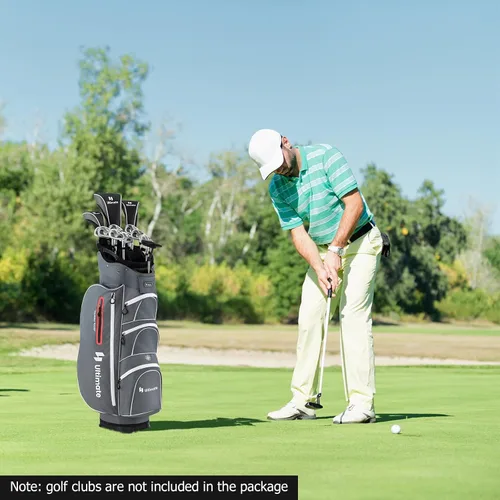 Vista 8 de Bolsa de carrito de golf Tangkula con divisores superiores de 15 vías, bolsa ligera para palos de golf con hueco individual para putter y 7 Gris